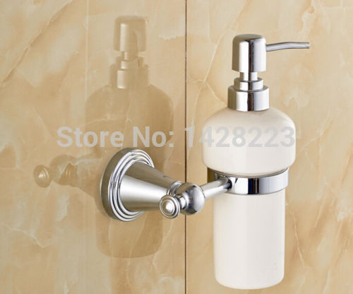 whole and retail new designed wall mounted bathroom vessel liquid chrome brass ceramic bottle soap dispenser