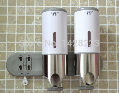whole and retail new wall mounted bathroom stainless steel 3 bottles soap dispenser 1500ml