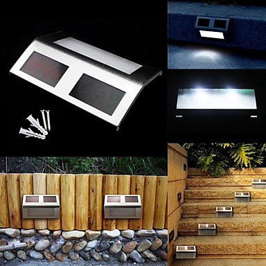luminaria led solar lamps garden light with 2 lighs , outdoor led wall deck fence stair light lighting