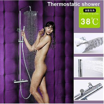 luxury bathroom chrome rain shower set, thermostatic mixer shower set, wall mounted jm-626l