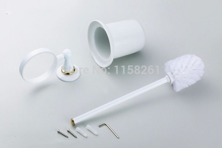 toilet brush holder,brass construction base in white painted finish+ceramic cup,bathroom accessories st-3594