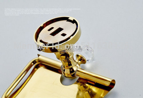 modern new wall mounted golden finish brass with crystal bathroom toilet paper holder with cover