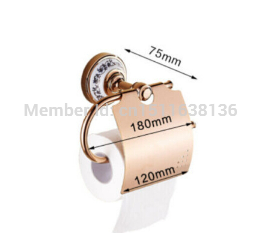 modern new wall mounted rose golden finish brass bathroom toilet paper holder with cover