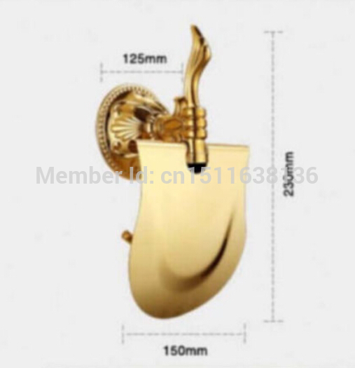 modern wall mounted flower carved golden finish brass bathroom toilet paper holder with cover