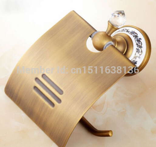 new designed wall mounted bathroom antique brass toilet paper holder with cover