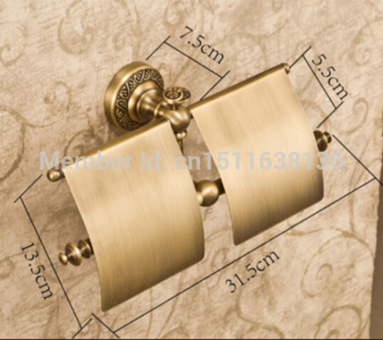 new wall mounted bathroom antique brass toilet paper holder dual box with cover waterproof