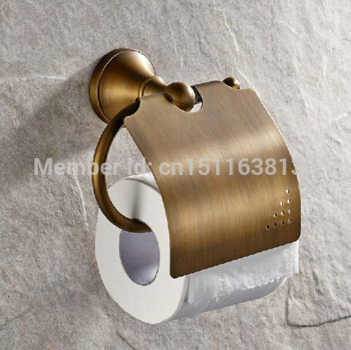 new wall mounted bathroom antique brass toilet paper holder with cover waterproof
