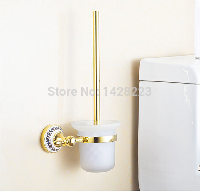 creative european style toilet brush cup holder golden color wall mounted
