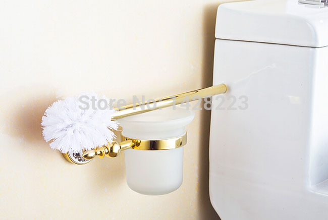 creative european style toilet brush cup holder golden color wall mounted