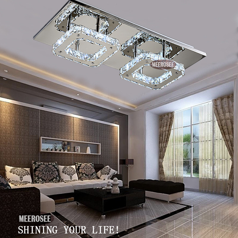 modern diamond led crystal ceiling light square lustre de cristal light fitting surface mounted crystal light fixture