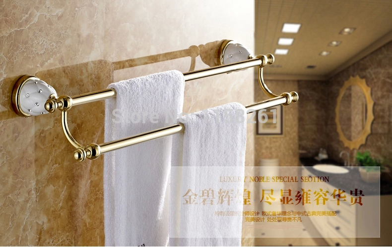 (60cm)dou. towel bar,towel holder,solid brass made,gold finished,bath products,bathroom accessories 5211