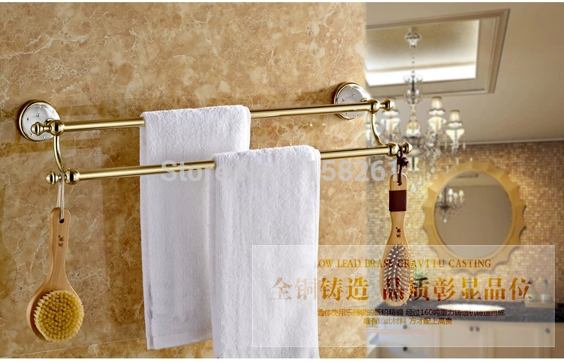(60cm)dou. towel bar,towel holder,solid brass made,gold finished,bath products,bathroom accessories 5211