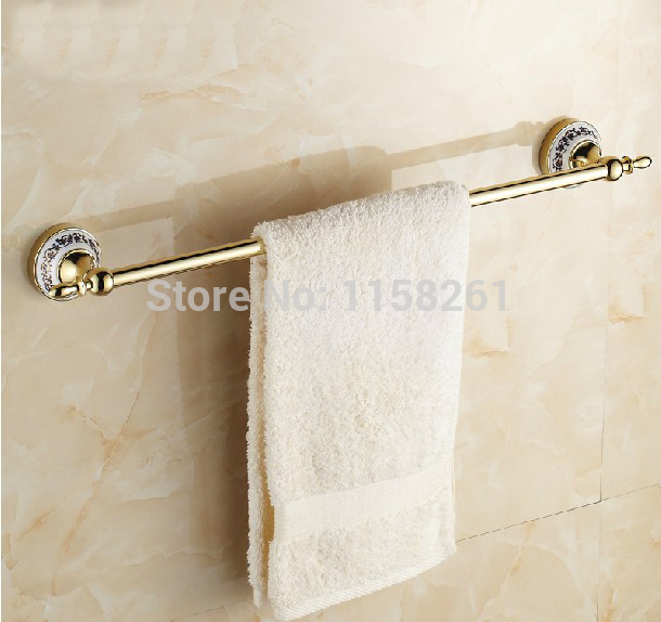 blue&white porcelain solid brass golden(60cm)single towel bar,towel holder,towel rack,bathroom accessories st-3391