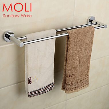 double bathroom towel rack bath stainless steel towel bar double rail for towel bathroom chrome finish