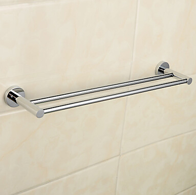 double bathroom towel rack bath stainless steel towel bar double rail for towel bathroom chrome finish