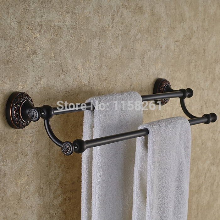 double towel rack towel bar towel hanging copper black fashion bathroom antique bronze hardware accessories h91348r