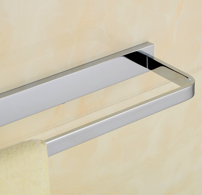 luxury single towel bar square bath towel rail for bathroom 60cm towel rack solid brass copper chrome bathroom accessories