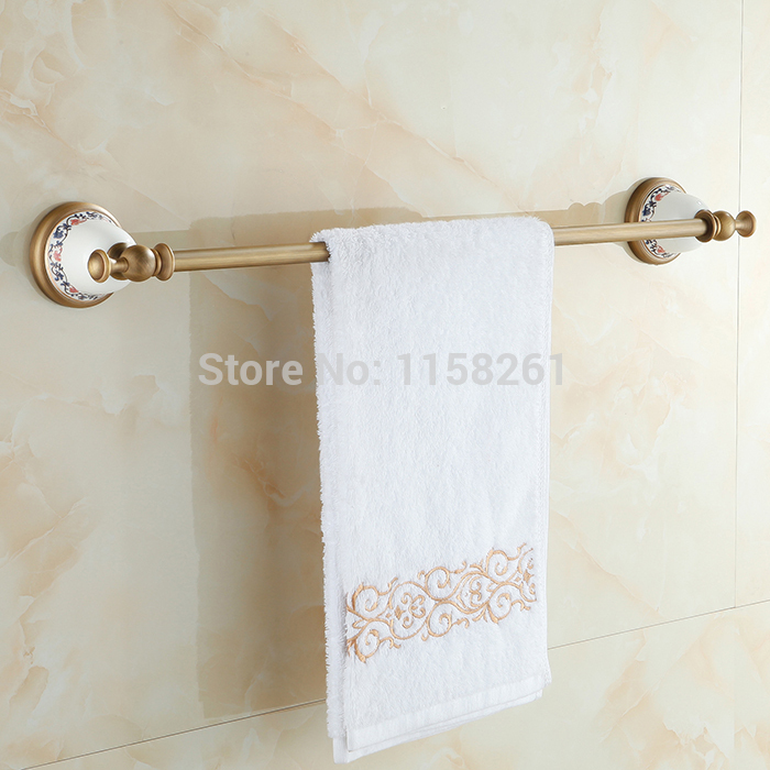 newly brass bathroom towel bar antique brass ceramics base single tier towel rack bath towel holder shelf wall mounted xl-3311f