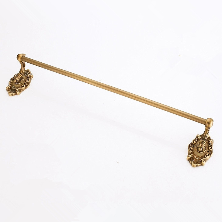 whole and retail wall mount bathroom antique brass art towel rack holder dual towel bars hc-21f