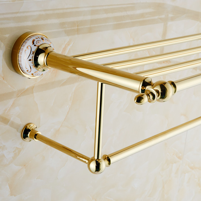 fashion copper golden towel rack rod towel bar towel hanging bathroom hardware accessories jr-509k