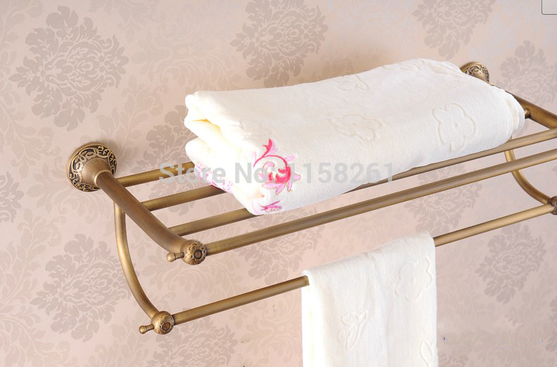 new arrival antique copper towel rod rack shelf towel rack fashion bathroom accessories luxury bath towel hj-1112f