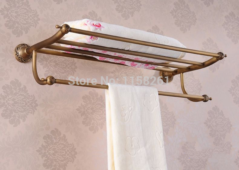 new arrival antique copper towel rod rack shelf towel rack fashion bathroom accessories luxury bath towel hj-1112f