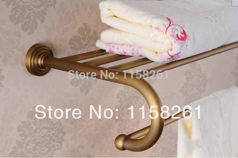 new arrival antique copper towel rod rack shelf towel rack fashion bathroom accessories luxury bath towel hj-1212f