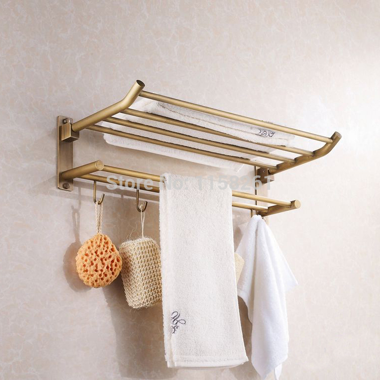 new arrival antique copper towel rod rack shelf towel rack fashion bathroom accessories luxury bath towel hj-1217f