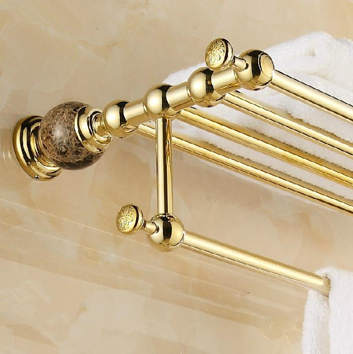 wall mounted brass & jade golden towel rack, gold towel bar,towel holder,bathroom accessories hy-20b