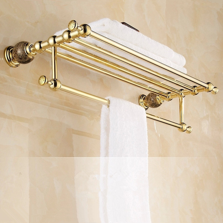 wall mounted brass & jade golden towel rack, gold towel bar,towel holder,bathroom accessories hy-20b