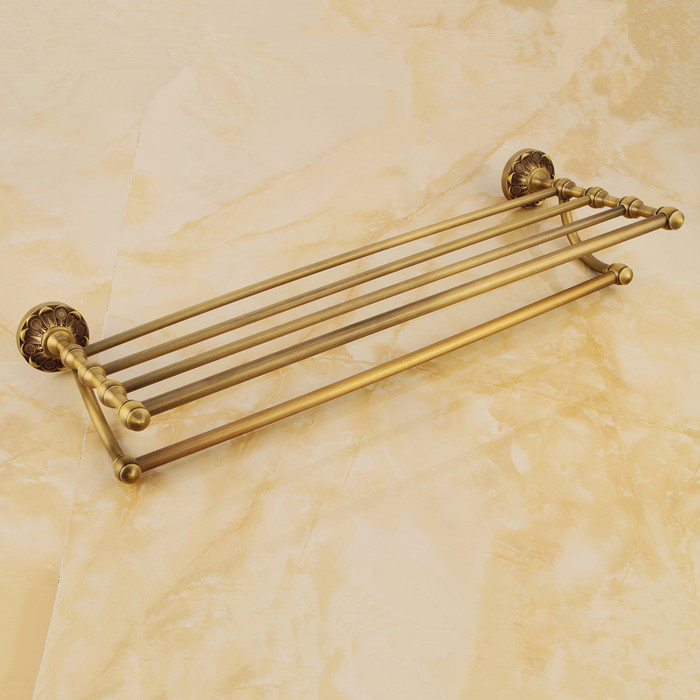 whole and retail retro style designs brass towel rack double tiers towel shelf bathroom accessories 6003f