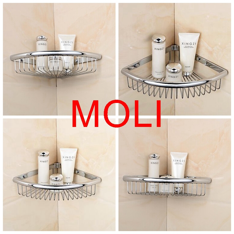 corner basket chrome finish single layer bathroom shelf wall mounted shower shelves soap holder dish