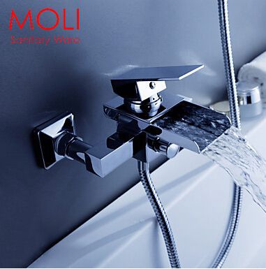 wall mounted bath shower faucet bath tub taps square waterfall bath mixer