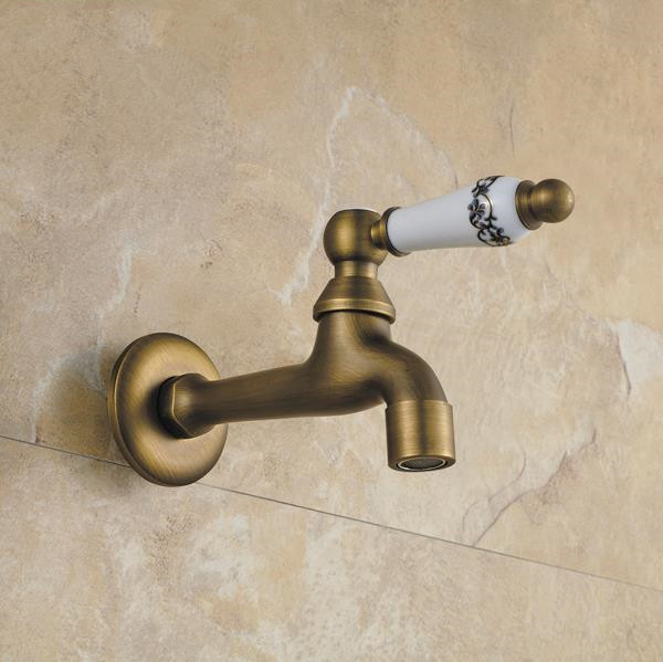 extra long antique ceramic wall mount garden faucet laundry mop sink washing machine faucets cold tap 1514 f
