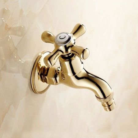 new garden golden brass finish bathroom wall mount washing machine water faucet taps bath mixer tap toilet pool use 8587k