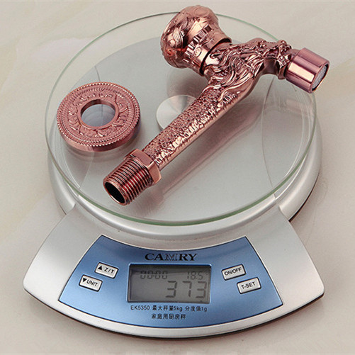 rose golden brass dragon carved extended mop pool taps wall mount single lever cold water sink faucet 8524-e
