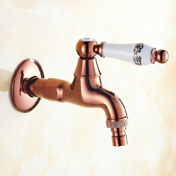 whole and retail rose golden brass wall mount washing machine tap single lever cold water faucet mop pool faucet 9413e