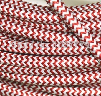 100meter red and white color round 2-core fabric cable edison pendant lamp wire