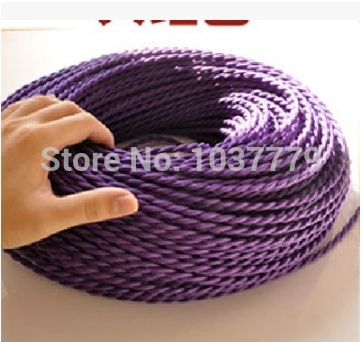 100meters braided textile fabric wire purple color vintage pendant lamp cable fabric braided cord
