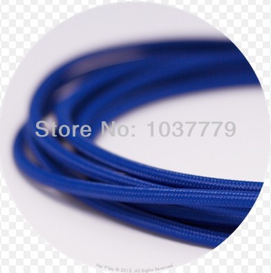 100meters/lot 2*0.75mm2 dark blue textile vintage cable fabric power cord lighting fabric cable