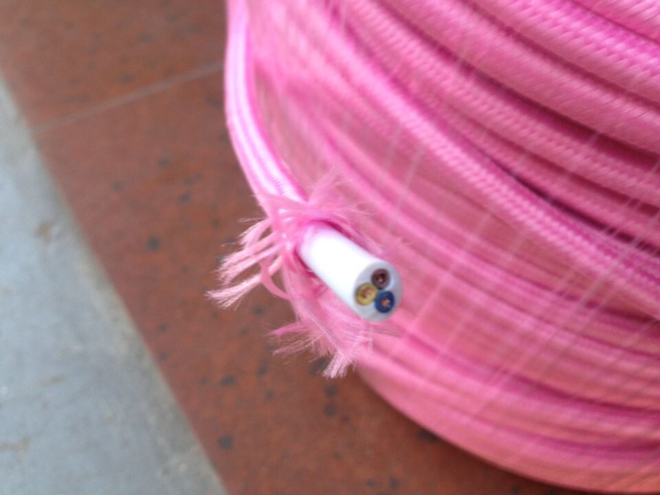 100meters/lot 2*0.75mm2 pink textile vintage cable fabric power cord uncut 100meters fabric wire