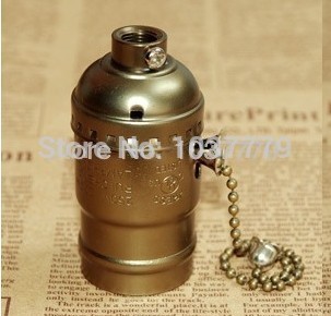 100pcs/lot aluminum e27 vintage pendant lamp accessories bronze color lampholder with chain switch