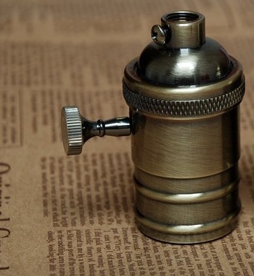 electroplated antique bronze vintage copper lamp base retro pendant light bulb lamp base knob switch lamp holder